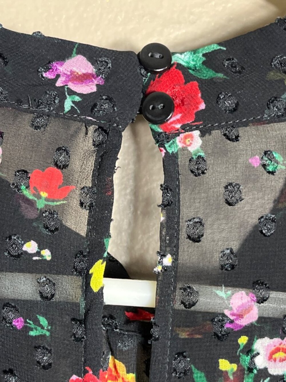 Whimsigoth Dark Fairy Sheer Dress Floral Burnout Dots Blouson Goth Maxi Wom S/M - Picture 8 of 12